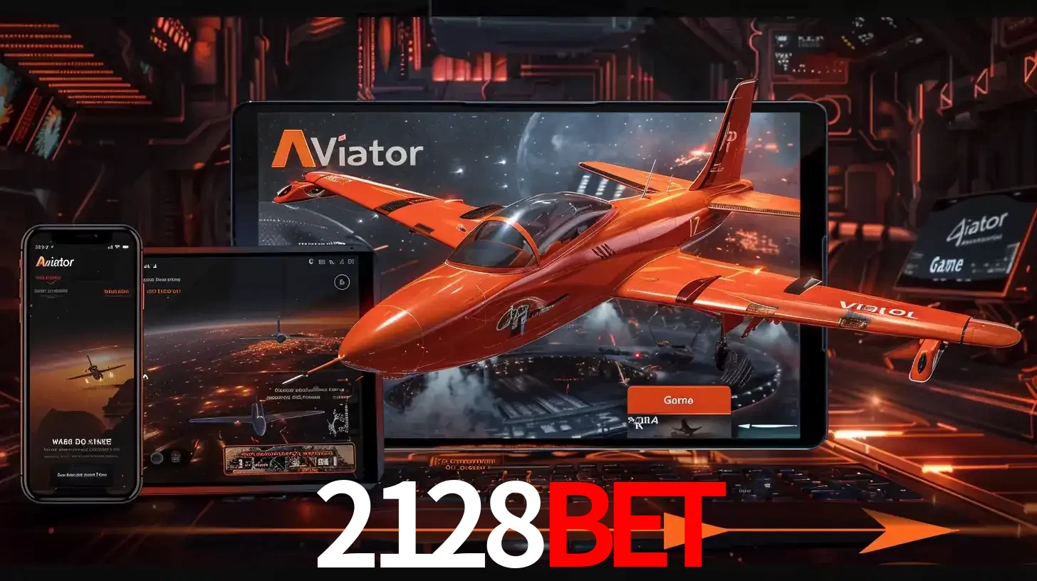 Apresentação tecnológica do jogo Aviator com um avião saindo da tela de um tablet, demonstrando a experiência imersiva em múltiplos dispositivos no 2128bet.