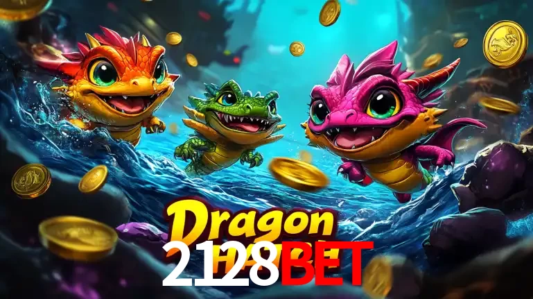 Arte promocional do jogo Dragon Hatch com três adoráveis dragões bebês nadando entre moedas de ouro, um dos slots mais divertidos para jogar no cassino 2128bet.
